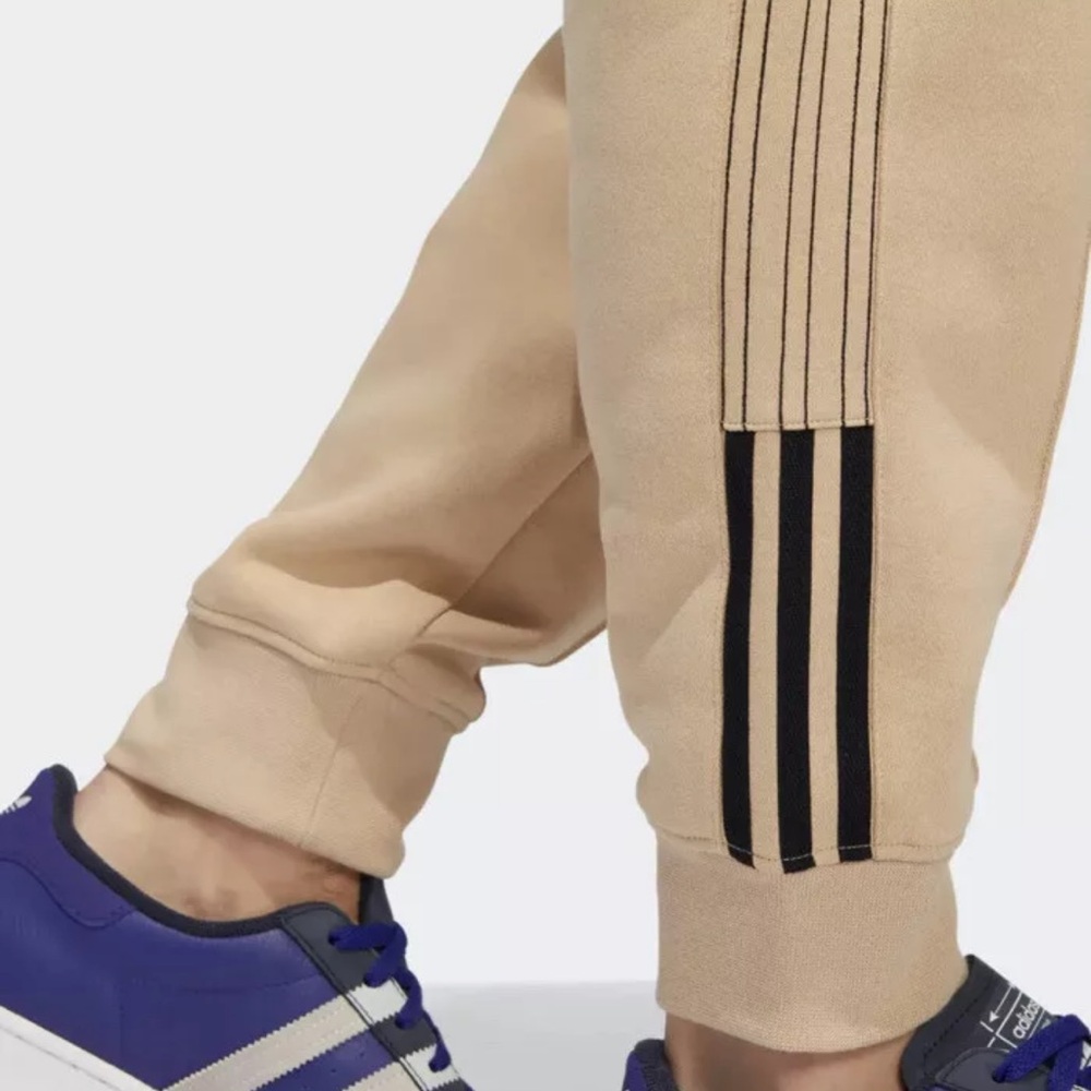 Adidas Original Fleece Joggers Size Large Beige/ Black - Picture 6 of 16